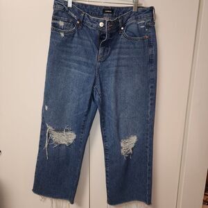 Express womens 90s ankle boot jeans size 6 short distressed cotton wide leg y2k